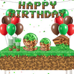 Nolaroth 134 pieces pixel birthday party supplies set front view