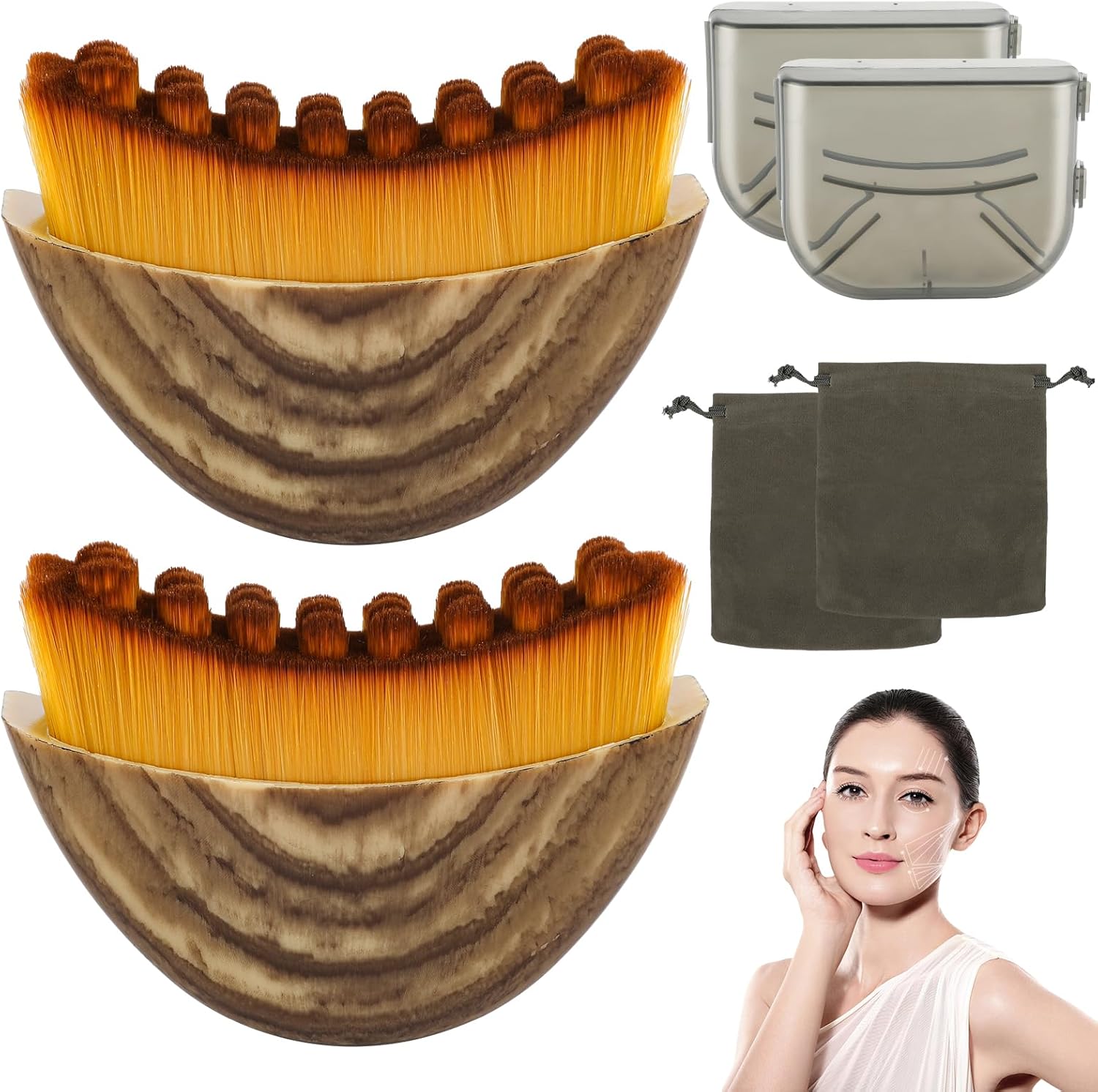 Clapery Lymphatic Contour Face Brush front view for facial massage and sculpting.