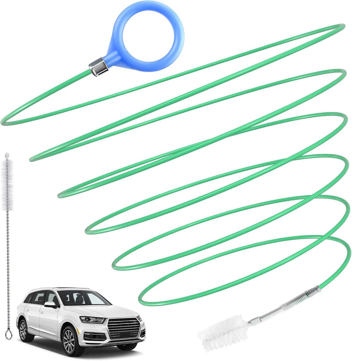Ecocstm auto sunroof drain cleaning tool front view showing the full 120 inch flexible wire length