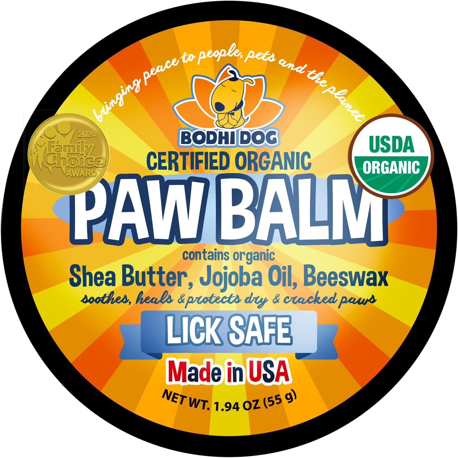 Bodhi Dog Organic Paw Balm front view container for pets