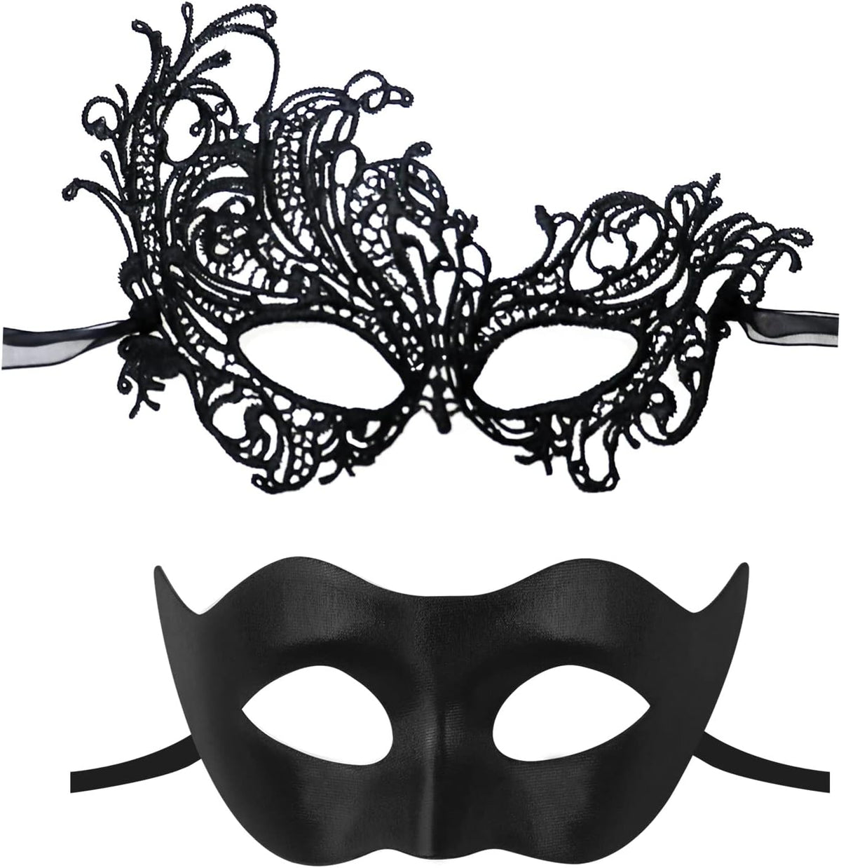IncreDecor Masquerade Mask for Couples Women Men Venetian Lace Mask Set, Specially for Halloween Costume, Mardi Gras (Angel) - Image 9