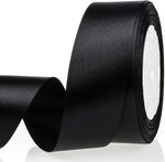 Atrbb black satin ribbon 1-1/2 inch wide front view