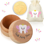 Equsion tooth fairy gift set with wooden box and unicorn pouch