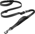 Fida 6-in-1 hands free dog leash front view showing heavy duty black nylon