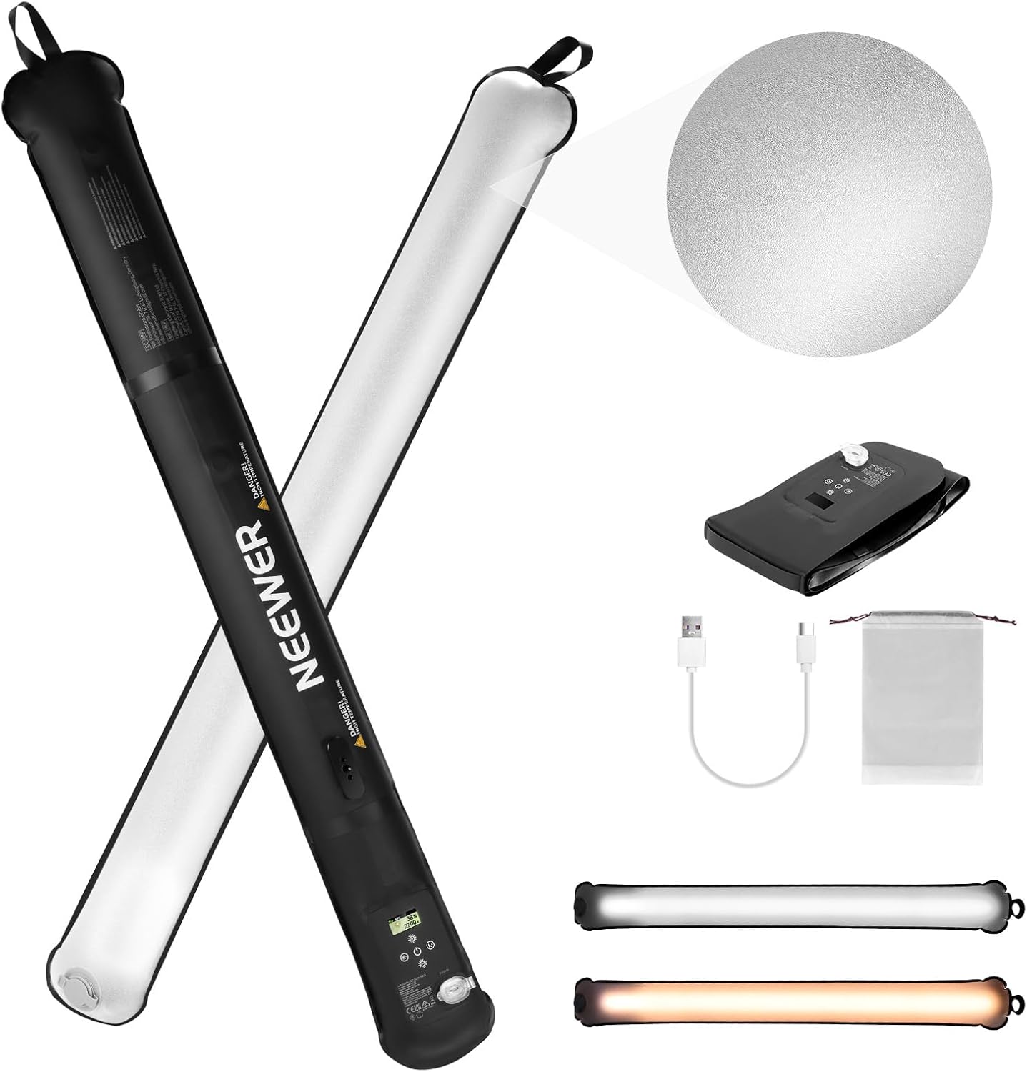 NEEWER Basic 21W Handheld LED Fill Light front view inflated showing the soft diffusion panel.