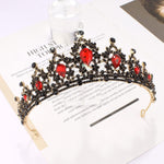 SuPoo red and black crystal queen crown side angle view
