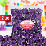 Dark chocolate kisses poured out of 2 pound bulk bag