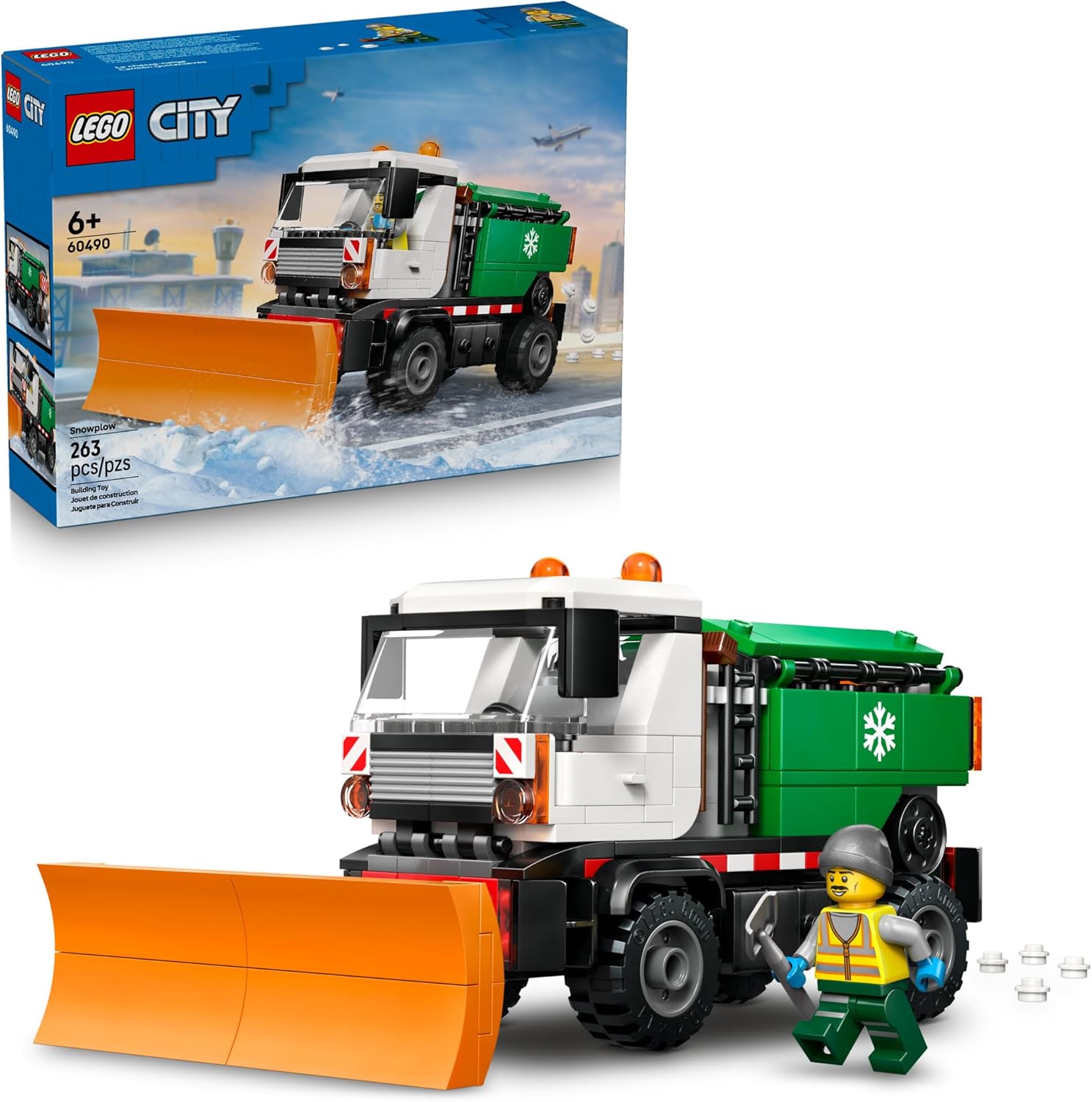 LEGO City Snowplow Truck 60490 front view building toy