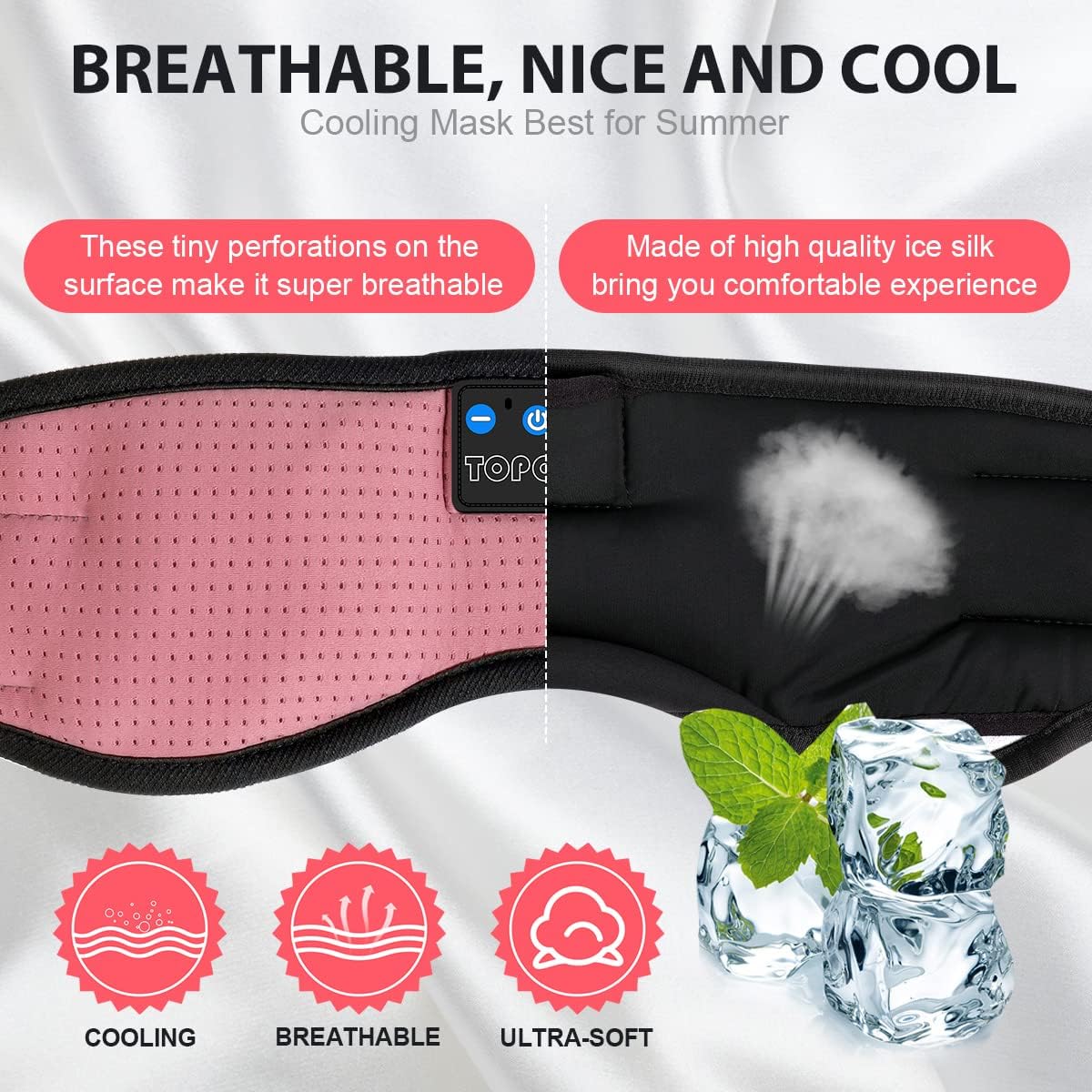 Topoint wireless sleep mask side profile showing strap