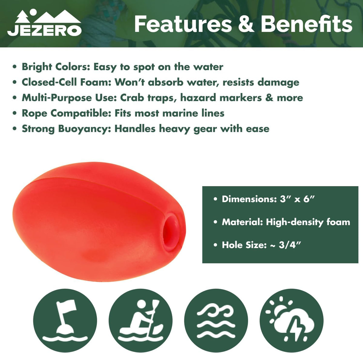 Jezero deep water float pack of 2 red foam buoy