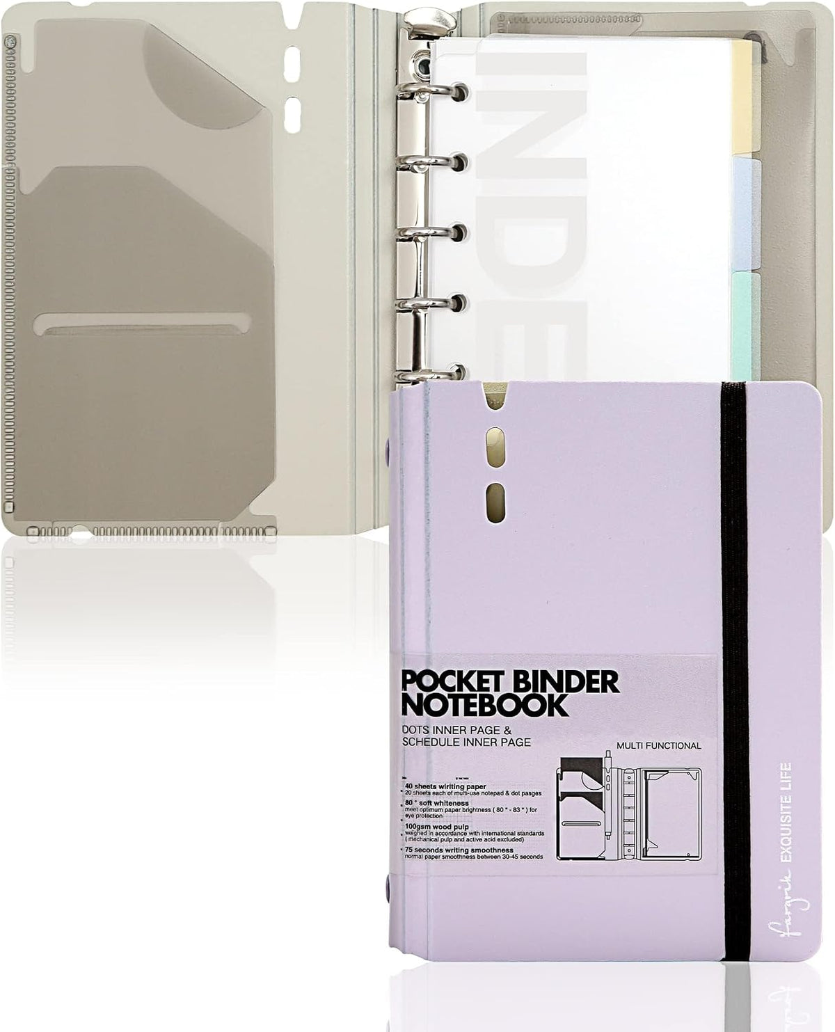 CAGIE A5 Binder 6 Ring Refillable Notebook with Dividers & Pockets | Daily Planning Square Ruled and Dotted Pages, Refill Paper Included, 6.89 x 9.25 In (Grey, A5 Daily & Dot Page) - Image 11