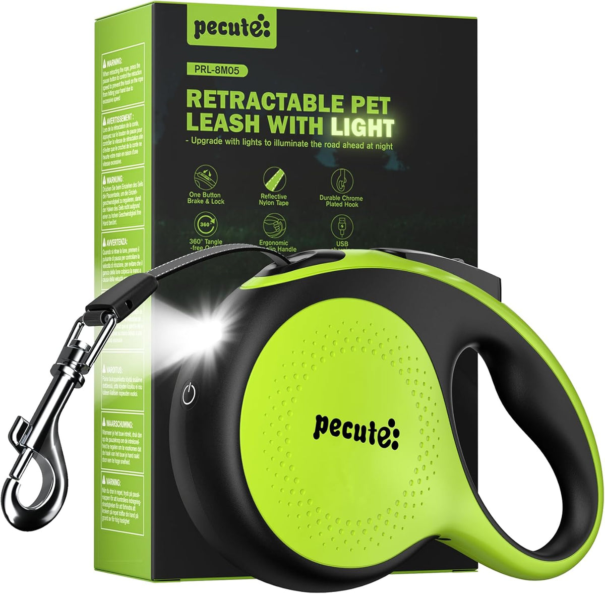 Retractable Dog Leash with Light, 16.4 ft Retractable Pet Leash with Anti-Slip Soft Grip, 360 degrees Tangle-Free, One-Button Control, Reflective Leashes for Small Medium Dog Up to 66 lbs - Image 11