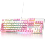 surmen Full Size Creamy Keyboard with Number Pad, 104 Keys RGB Wired Mechanical Gaming Keyboard Backlit with PBT Keycaps Linear Red Switch for Laptop Desktop PC Gamers104 Blue Samurai - Image 10