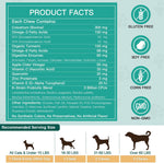 Premium chicken flavored allergy bites containing colostrum and probiotics for canine immunity.