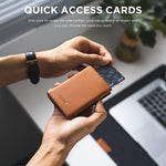 VULKIT leather wallet open interior with ID window and card slots