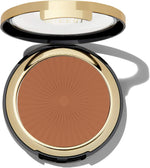 Milani Silky Matte Bronzer Sun Drenched gold compact lid branding display.