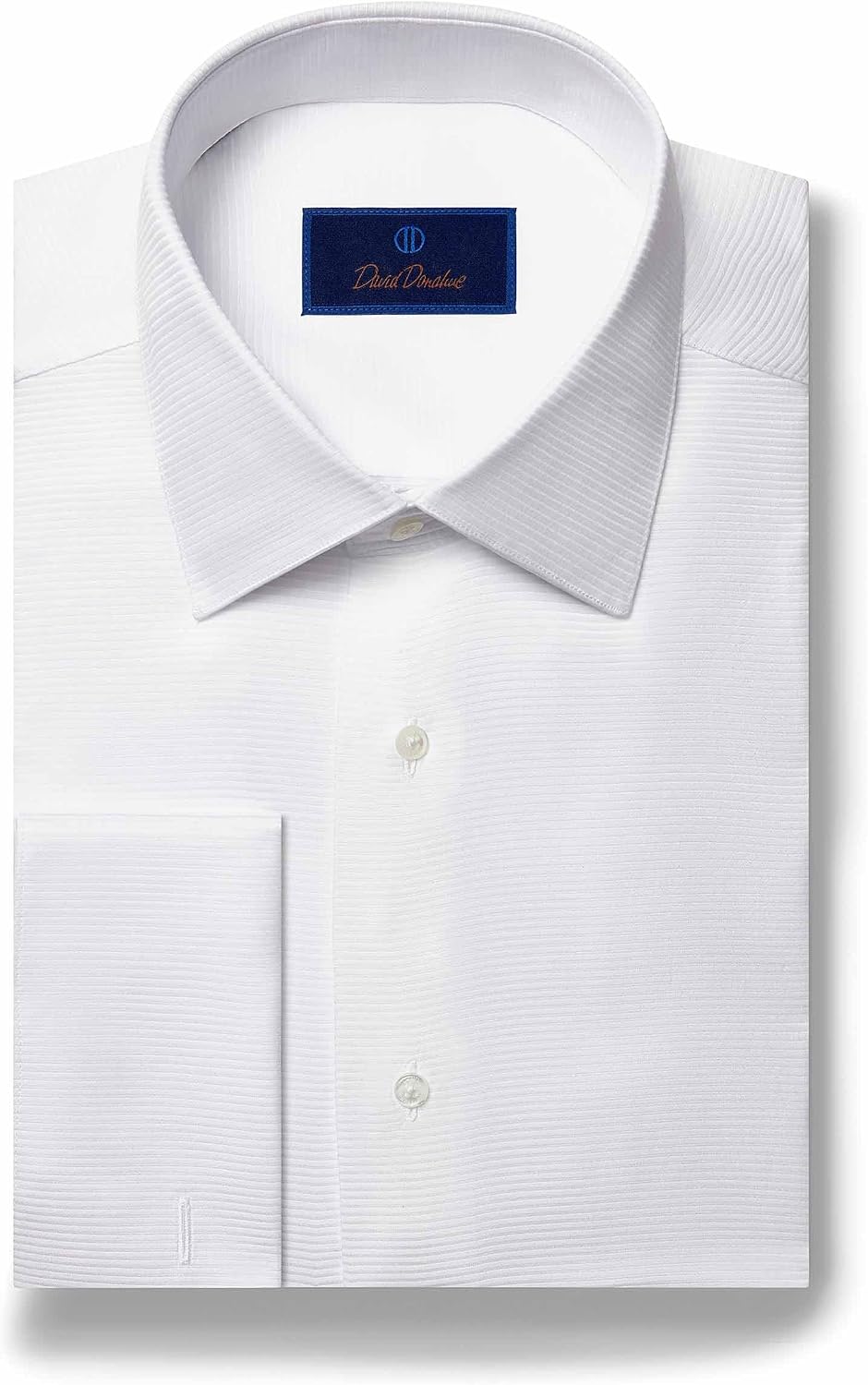 David Donahue men's regular fit horizontal rib formal shirt front view luxury fashion