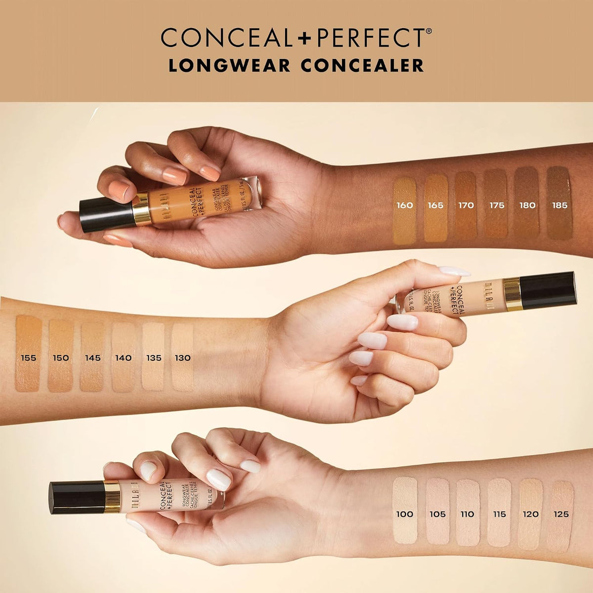 Milani concealer swatch on skin
