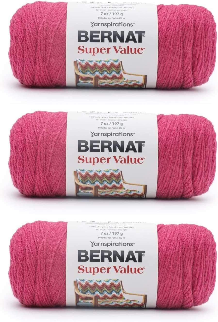 Bernat Super Value Sky Yarn - 3 Pack of 198g/7oz - Acrylic - 4 Medium (Worsted) - 426 Yards - Knitting/Crochet - Image 13