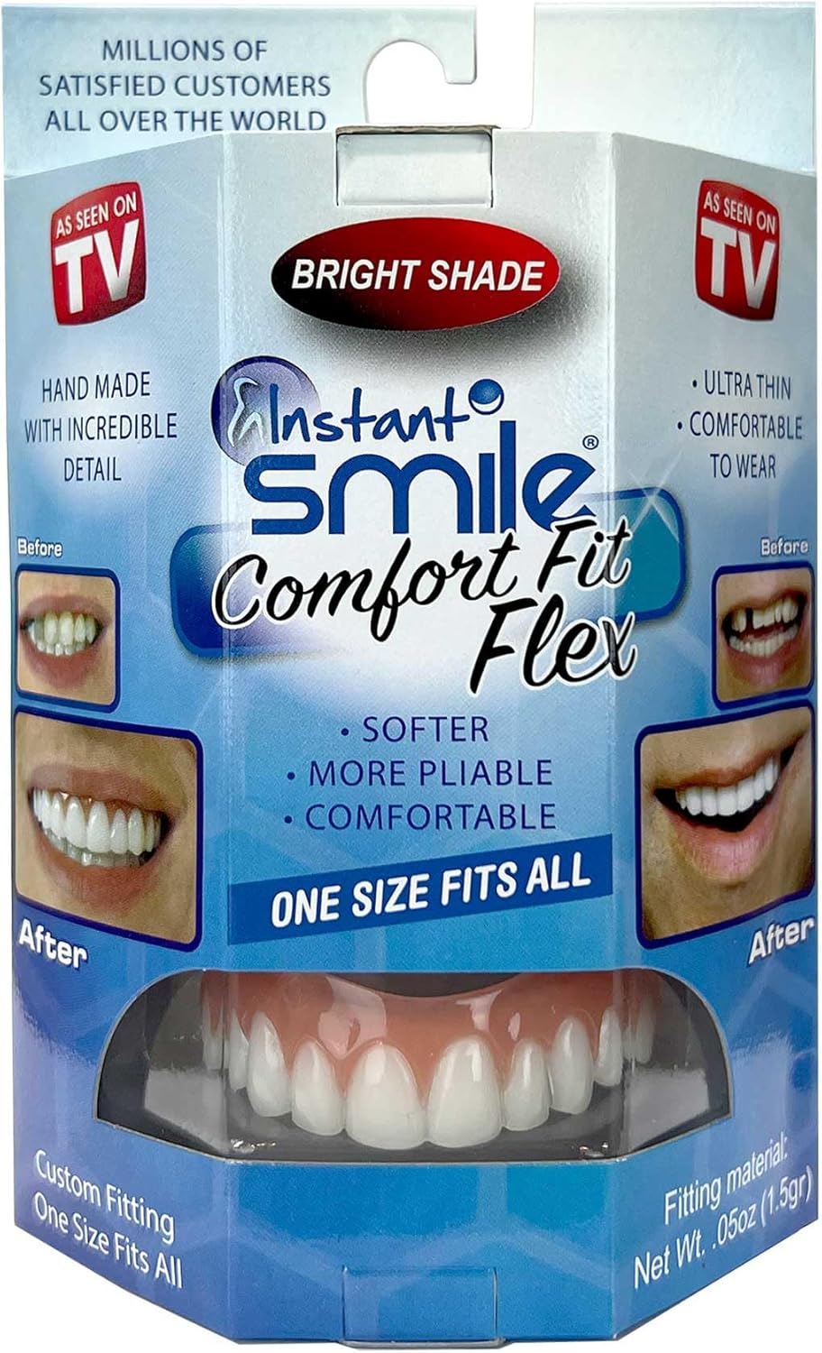 Instant Smile Comfort Fit Flex - Bright Shade - Upper Veneer Cosmetic Teeth - Image 1