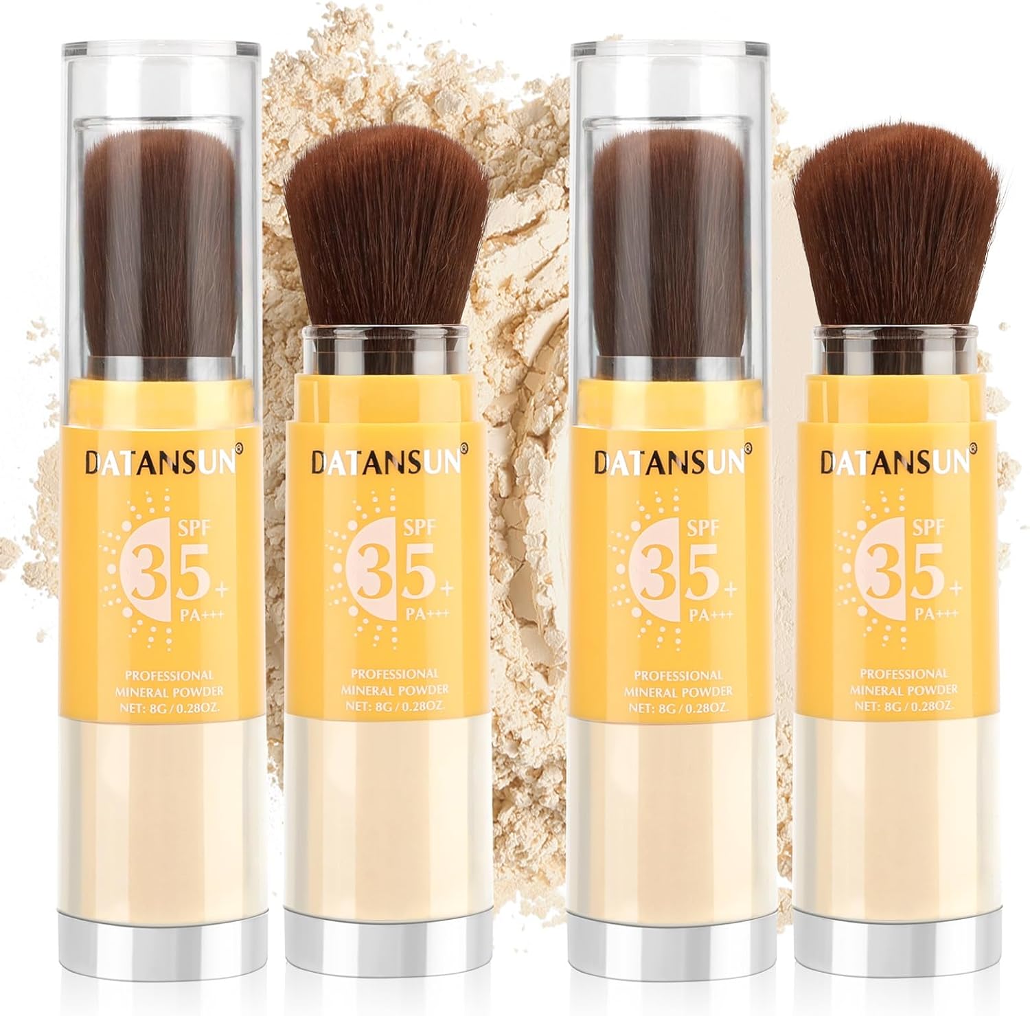 Befivecok mineral powder sunscreen setting makeup front view with brush