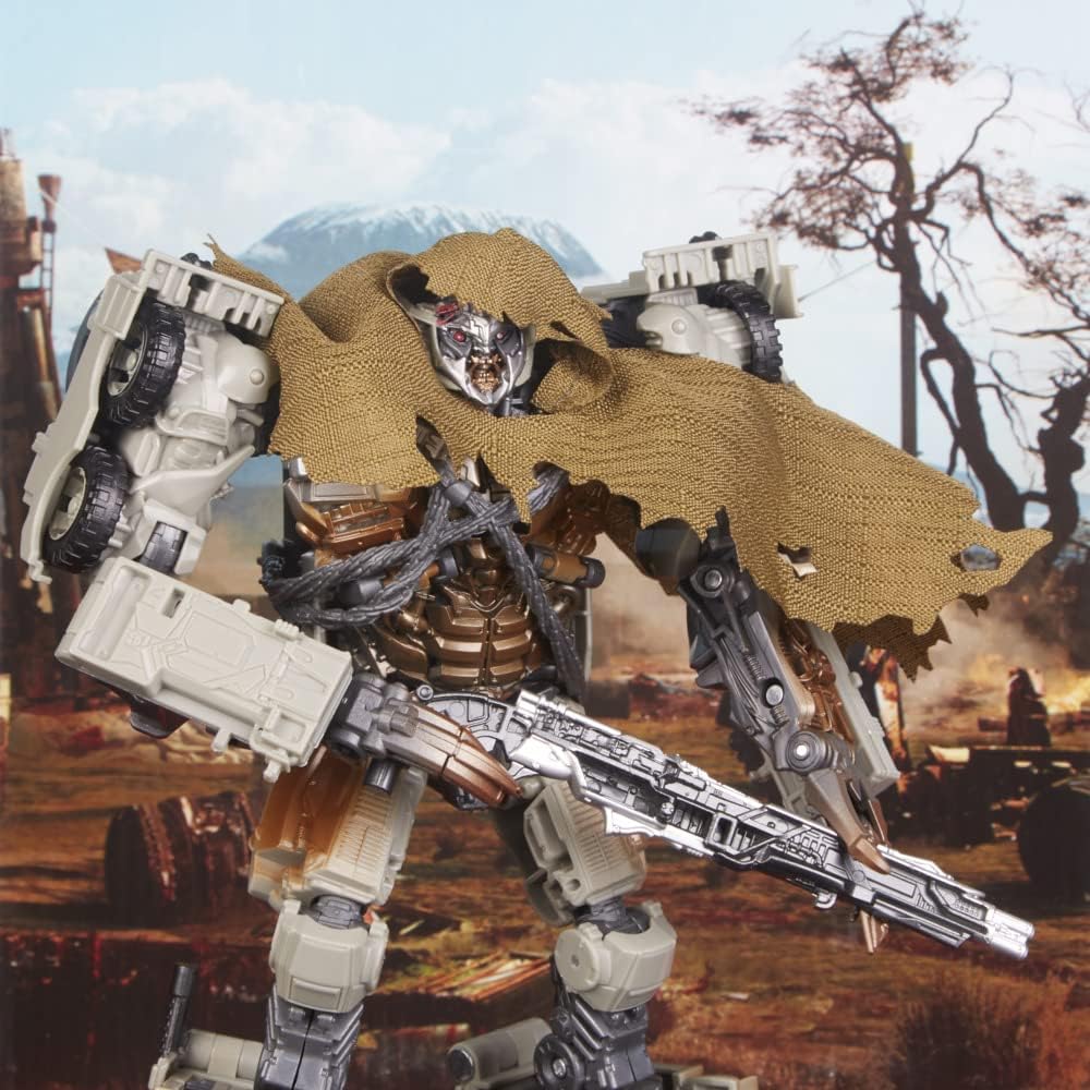 Transformers Studio Series 34 Megatron posing with backdrop