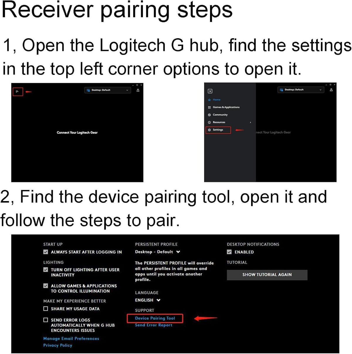 Demonstration of the pairing software interface on desktop screen