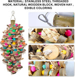 Extra large parrot toy with organic cotton ropes close up