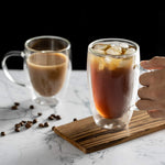 MEWAY double wall glass cup side profile view