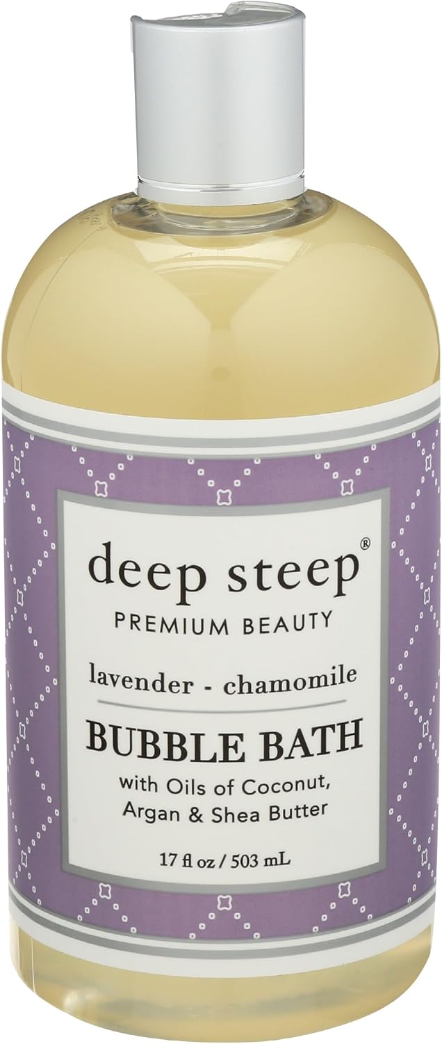 Deep Steep lavender chamomile bubble bath bottle front view