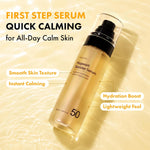 TOSOWOONG Hyaluronic Acid and Mugwort Serum being dispensed from the pump to show its lightweight non-sticky texture.