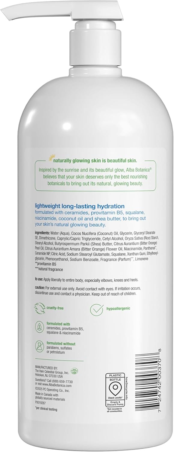 Alba Botanica maximum dry skin formula lotion back label view
