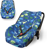 Tanofar baby car seat cover liner front view with watercolor dinosaur print