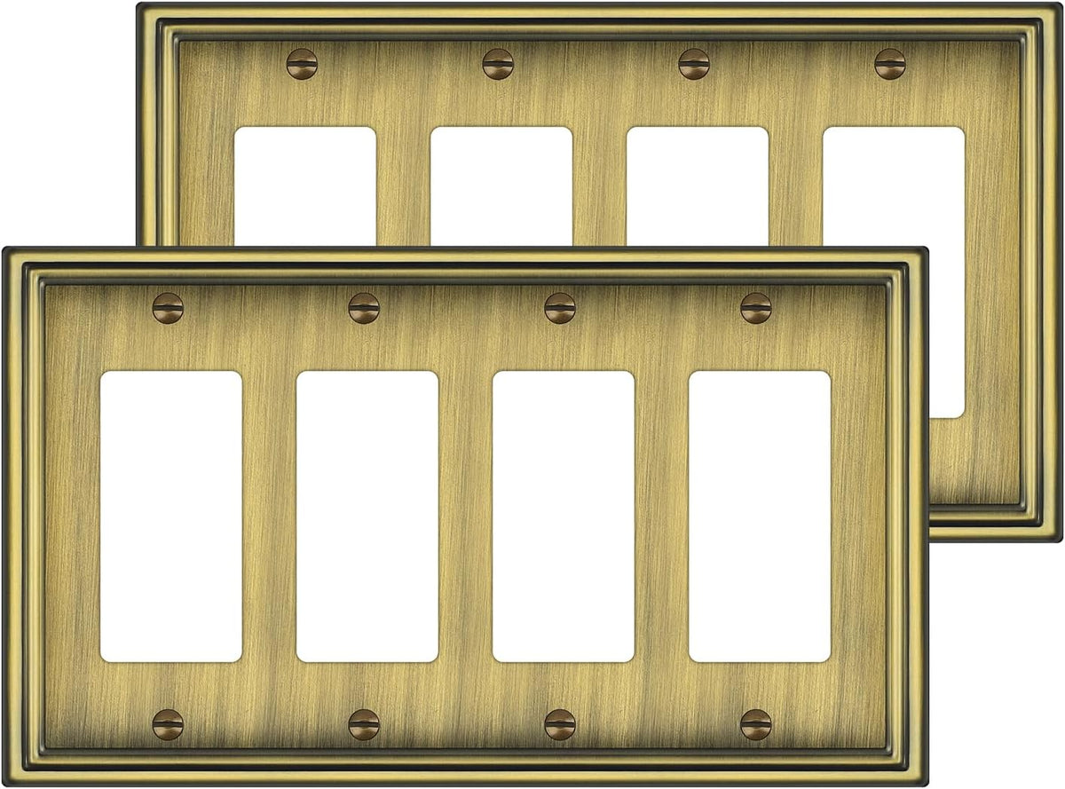 6 Pack Single Decorator Switch Covers Wall Plate, Antique Brass Decorative Rocker Switch Plates Outlet Covers for Receptacle, GFCI Outlet, Dimmer - Classic Style, 1 Gang Decorator - Image 15