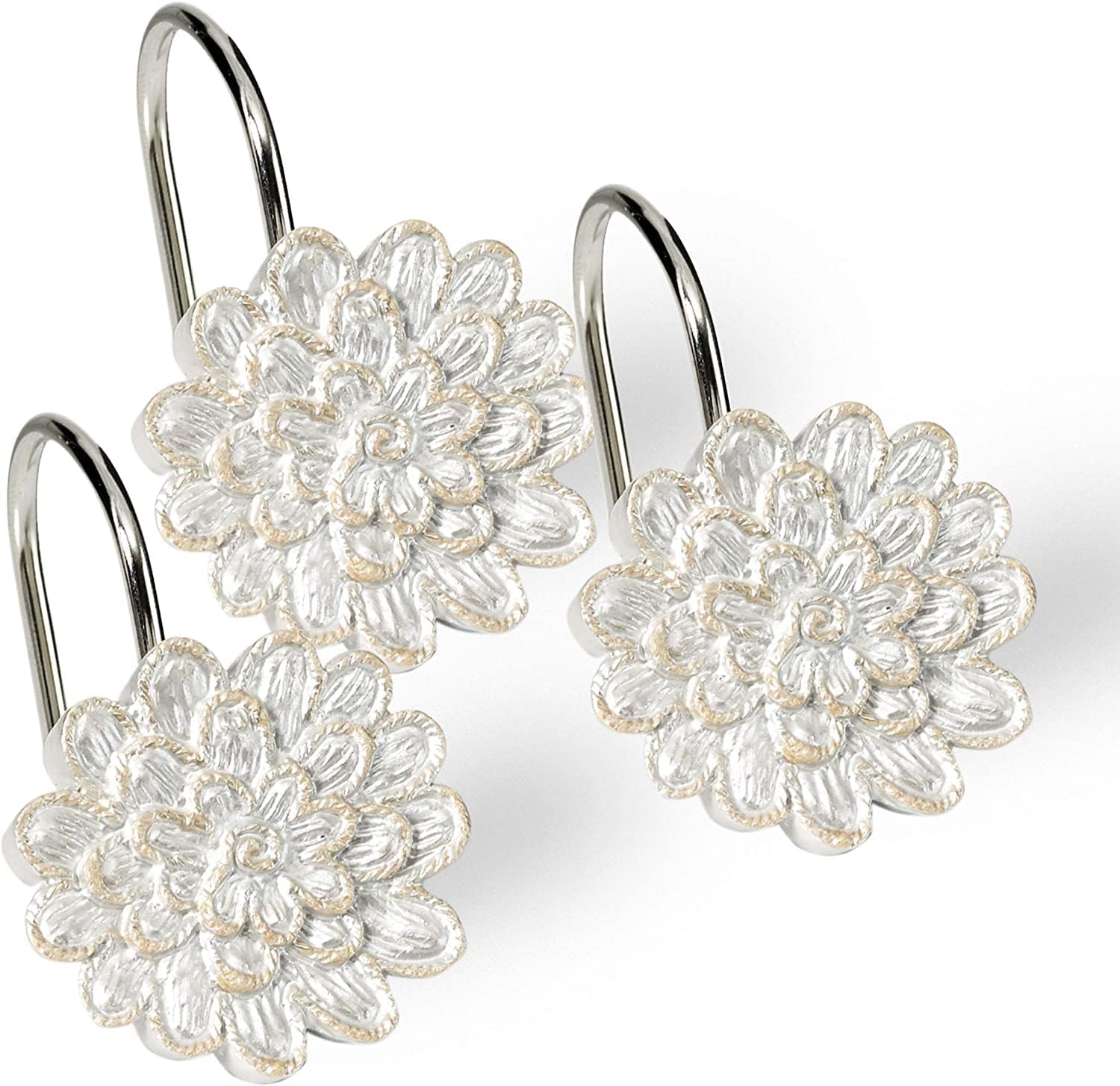 Zahari Home Rose Vine Shower Hooks Set front view featuring floral design