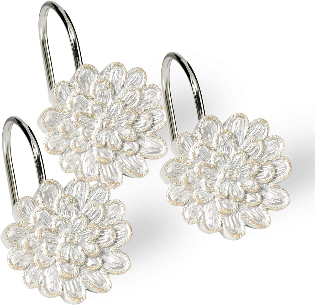 Zahari Home Rose Vine Shower Hooks Set front view featuring floral design