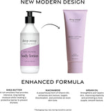 Deep Steep body lotion bottle showcasing pump dispenser and floral graphic