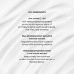 Back of Cocokind mineral sunscreen packaging with zinc oxide details