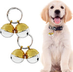 Medium sized dog wearing the Whimsii protective wildlife warning bell charm outdoors