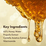 Texture shot of the lightweight non-sticky honey glow serum for daily skincare.