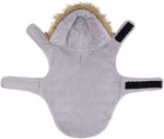 Adjustable hook and loop fasteners on dog parka