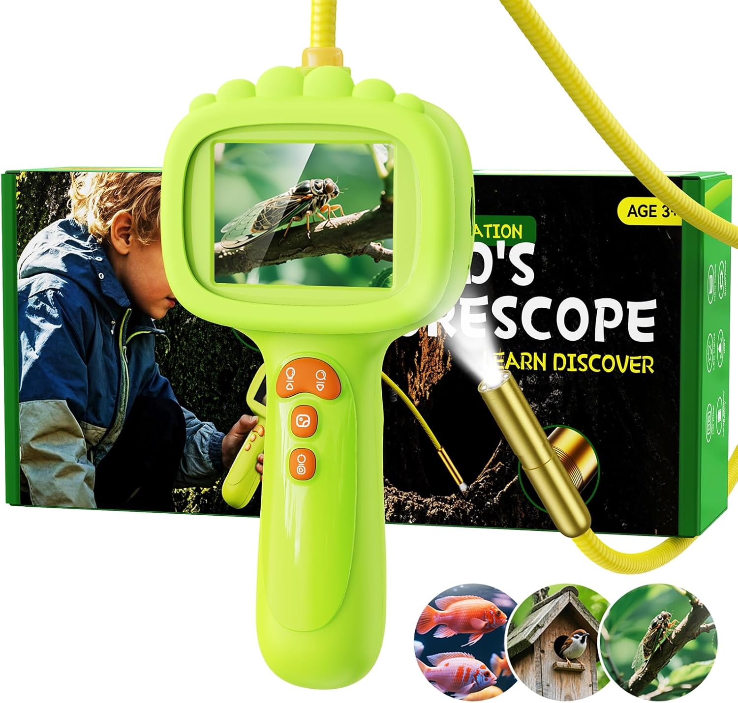Ashfly kids borescope snake camera green front view