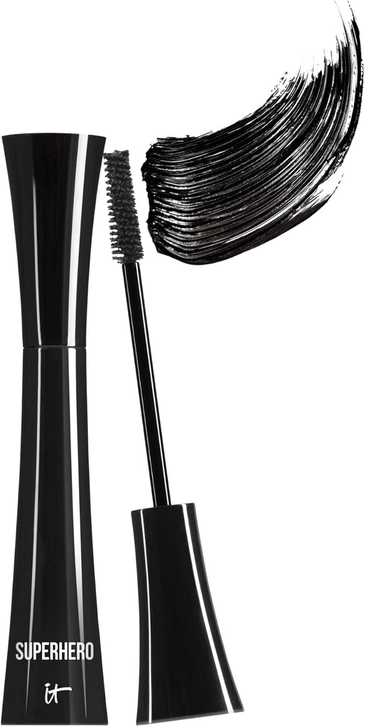 IT Cosmetics Superhero Mascara – Volumizing & Lengthening Black Mascara, Buildable Lash Volume, Collagen, Biotin, Peptides, Lifting & Curling Formula, Super Black Pigment, Suitable for Sensitive Eyes - Image 1