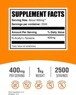 BulkSupplements NALT supplement nutrition facts and 400 milligrams per serving information.