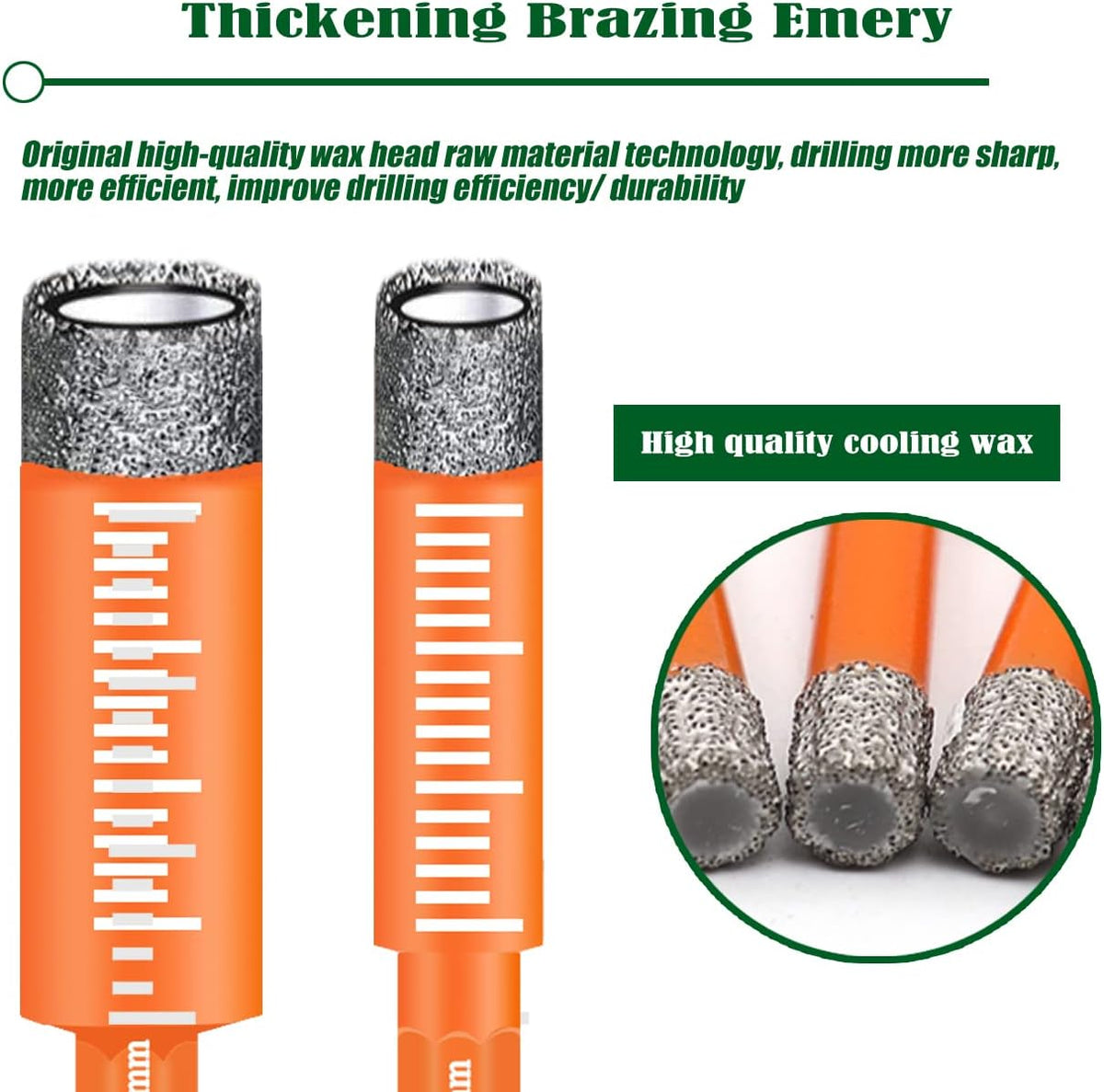 Close-up of vacuum-brazed diamond tips on JOERIC drill bits