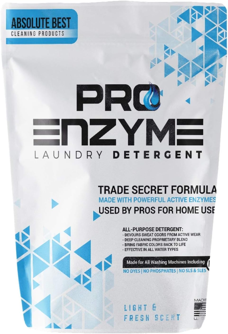 Pro-Enzyme Laundry Detergent Powder, Non-Irritating Professional Strength Natural Active Enzymes - Powerful Sweat, Odor & Stain Remover for Activewear, Clothing, Bedding, Use in All Machines, 96 Loads - Image 1