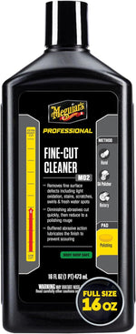 Meguiar's M0216 Mirror Glaze Fine Cut Cleaner 16 Ounce bottle front view showing professional grade car scratch remover packaging.