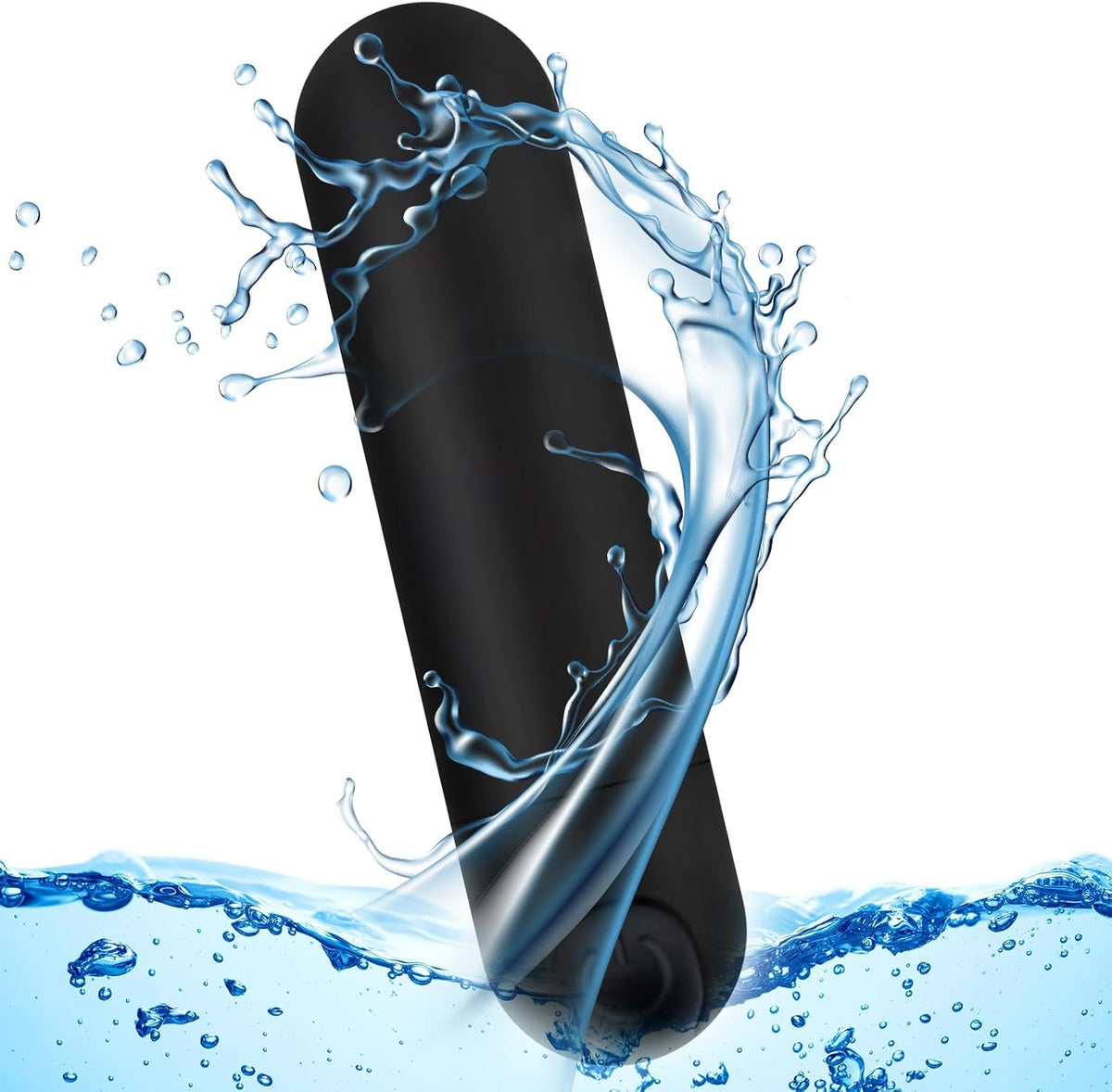 Kverg Handheld Electric Back Massager front view showing the compact black waterproof design.