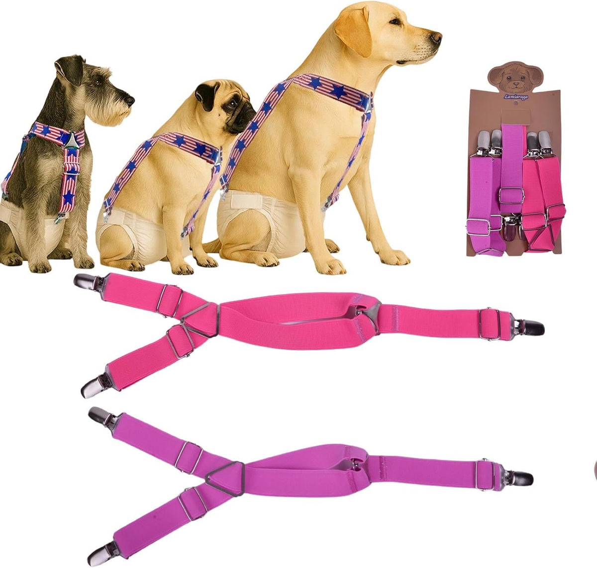 2pcs Non-Slip Dog Diaper Suspenders with Clips | Stretchy Adjustable Suspenders for Female and Male Disposable and Washable Diapers | Fits Small, Medium and Large Size Pets - Image 11