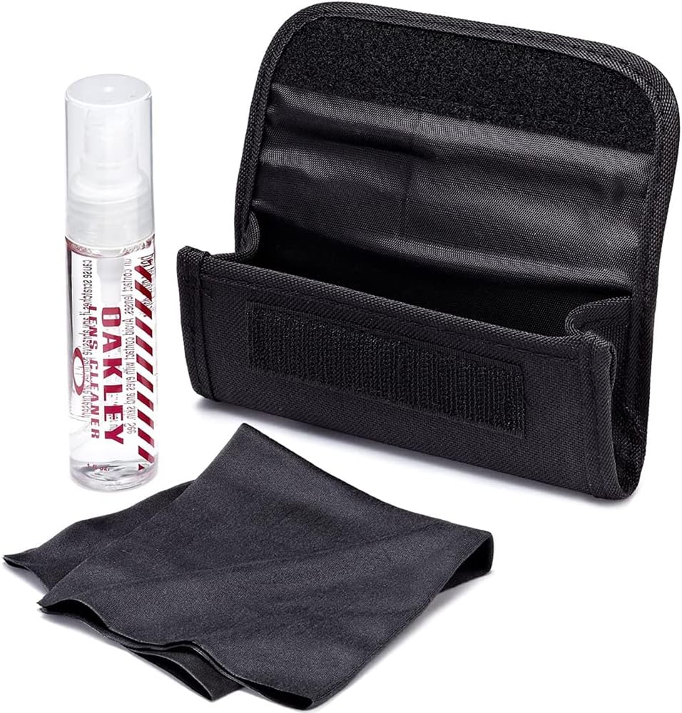 Oakley unisex adult lens cleaning kit rectangular front view featuring the black ballistic nylon storage pouch